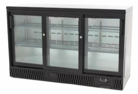 Barowa szafa chłodnicza | chłodziarka podblatowa RQ-330SCM | 3-drzwiowa | drzwi przesuwne | 341l