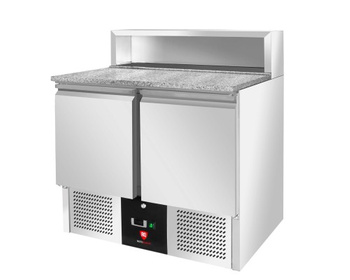 Stół chłodniczy do pizzy 2-drzwiowy RQPS900 | z blatem granitowym | 900x700x1067 mm