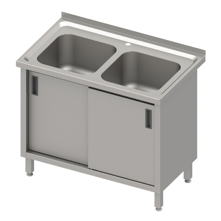 Stół ze zlewem 2-kom.,drzwi suwane blat tłoczony, 1000x600x850 mm