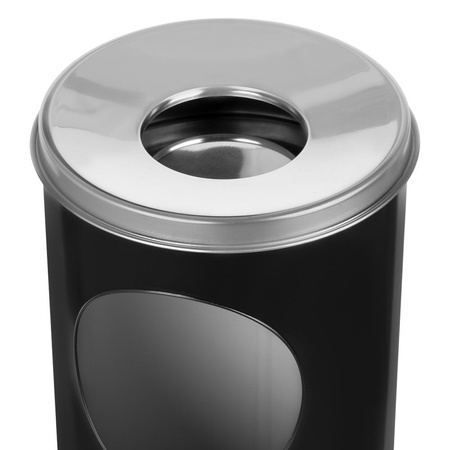 Kosz na śmieci z popielniczka, czarny, V 15 l