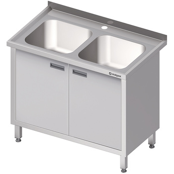 Stół ze zlewem 2-kom.,drzwi skrzydłowe 1000x600x850 mm