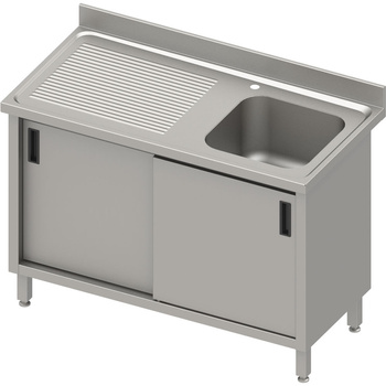 Stół ze zlewem 1-kom.(P),drzwi suwane 1600x700x850 mm, blat tłoczony,rant puszkowy 100x15x10