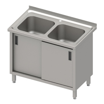 Stół ze zlewem 2-kom.,drzwi suwane blat tłoczony, 1000x600x850 mm