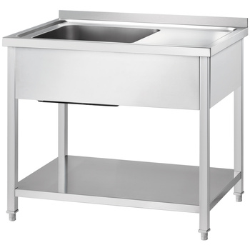 Stół ze zlewem 1-kom.(L),z półką, Gredil, 1000x600x850 mm skręcany