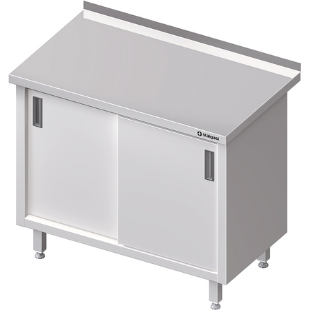 Stół stalowy z drzwiami suwanymi, przyścienny, spawany, 1000x700x850 mm