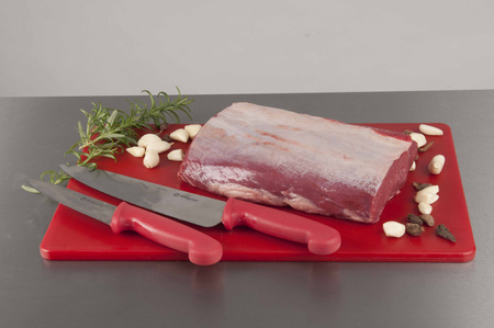 Deska do krojenia, czerwona, HACCP, 450x300 mm