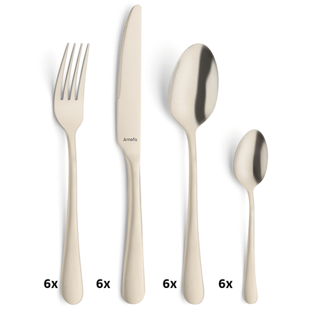 Komplet sztućców dla 6 osób 24 cz. szampański. w pud. VIN