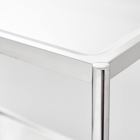 Wózek kelnerski ze stali nierdzewnej bez rączek, skręcany, 2-półkowy, płaski