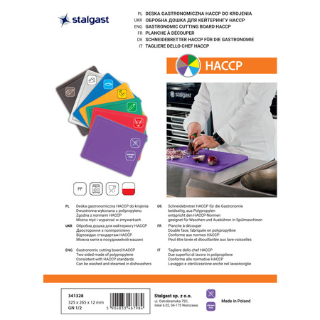 Deska do krojenia, fioletowa, HACCP, GN 1/2