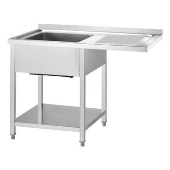 Stół ze zlewem 1-kom.(L) i miejscem na lodówkę lub zmywarkę, Gredil, 1200x700x900 mm skręcany