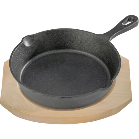 Patelnia żeliwna z podstawą drewnianą, Ø 200 mm