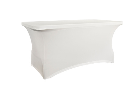 Stół prostokątny dł. 152,4 cm z białym pokrowcem
