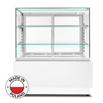 Witryna cukiernicza neutralna Dolce Visione Breve Neutro Premium 1300 | wnętrze ze stali nierdzewnej | wersja obniżona | 1300x670x1110+/-10 mm