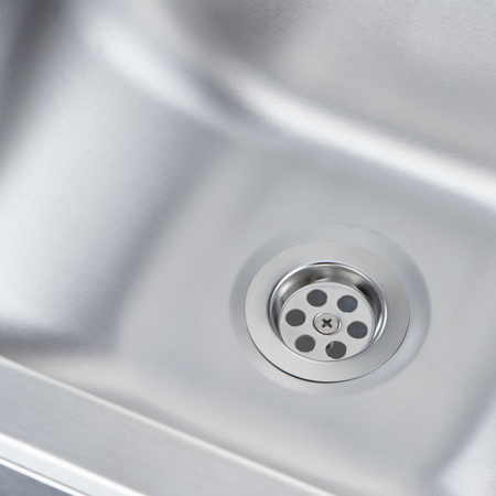 Umywalka z wyłącznikiem kolanowym, kranem i dozownikiem mydła, Gredil