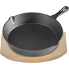 Patelnia żeliwna z podstawą drewnianą, Ø 255 mm