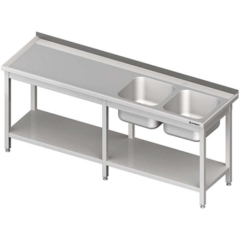 Stół ze zlewem 2-kom.(P),z półką 2600x600x850 mm