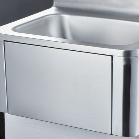 Umywalka z wyłącznikiem kolanowym, kranem i dozownikiem mydła, Gredil