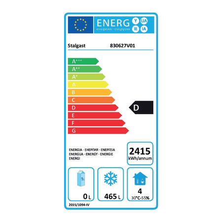 Szafa mroźnicza ze stali nierdzewnej na nóżkach, GN 2/1, V 650 l