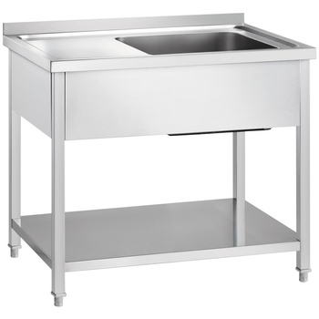 Stół ze zlewem 1-kom.(P),z półką, Gredil, 1000x600x850 mm skręcany